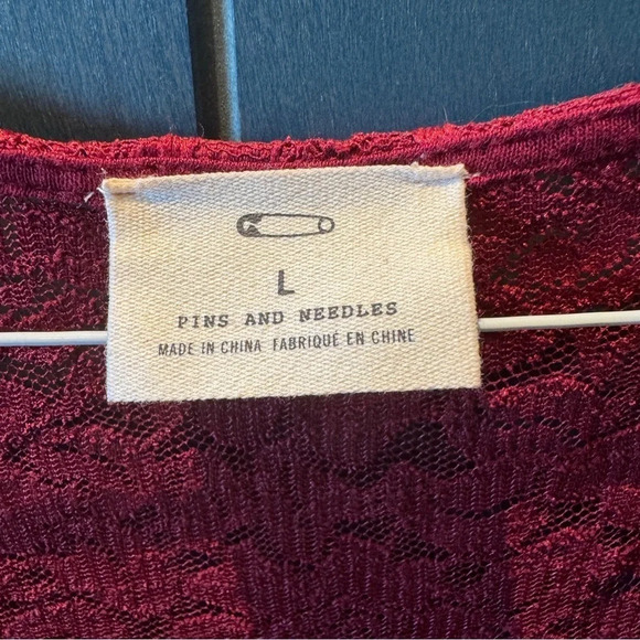 Pins &  Needles Urban Outfitters Burgundy Crimson Sweetheart Lace Dress Sz Large - Picture 5 of 12